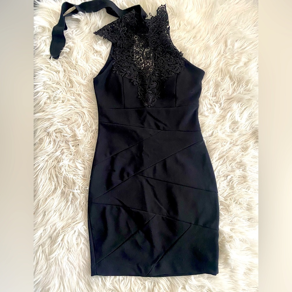 Black Bandage Dress With Lace Detail